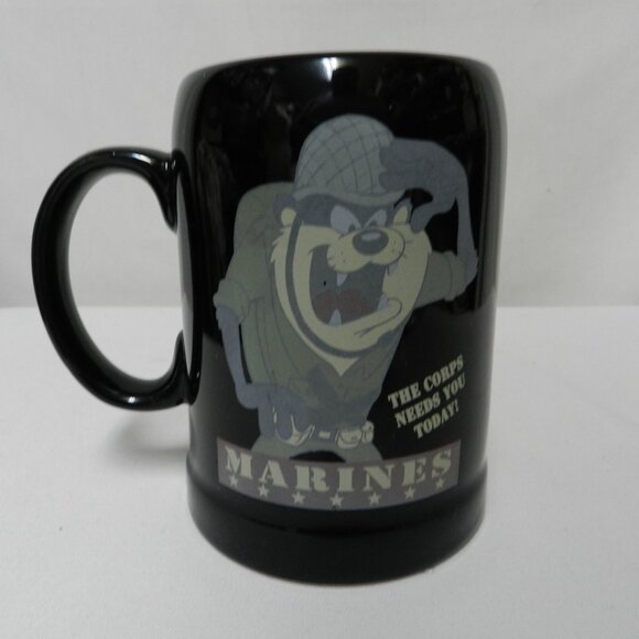 Looney Tunes Tasmanian Devil Marine Corps Beer Stein Mug Cup Warner Brothers - Picture 1 of 15